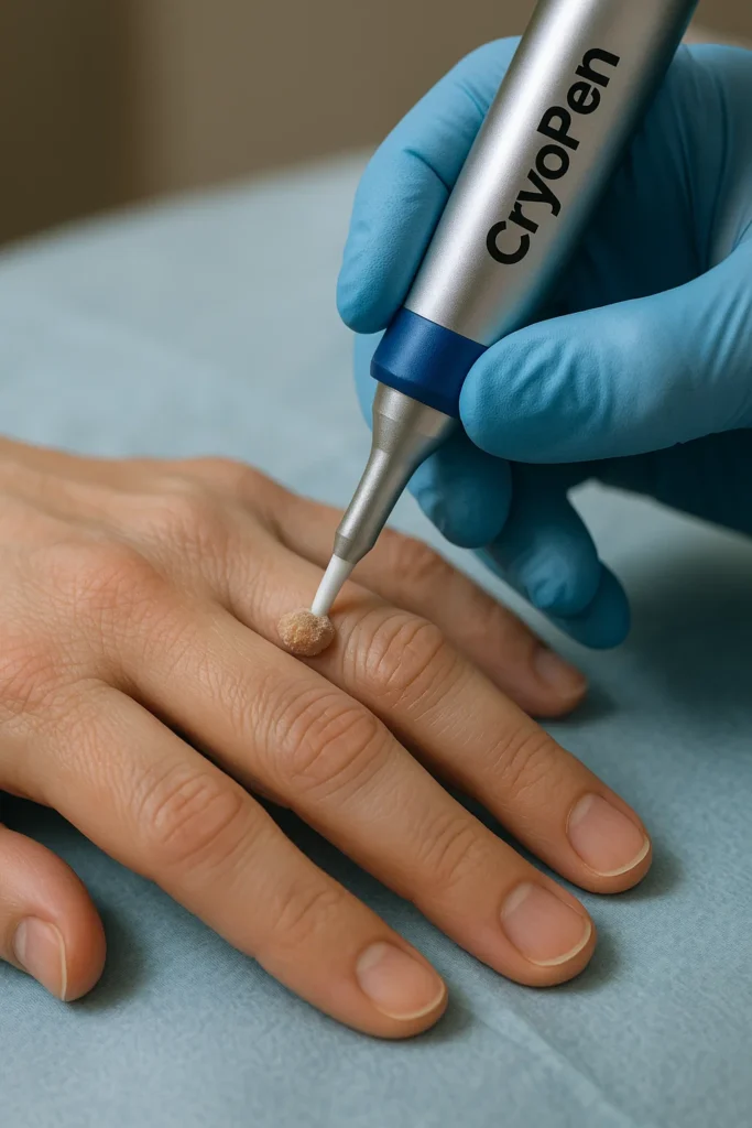 example of cryopen wart removal St Helens treatment on a persons finger