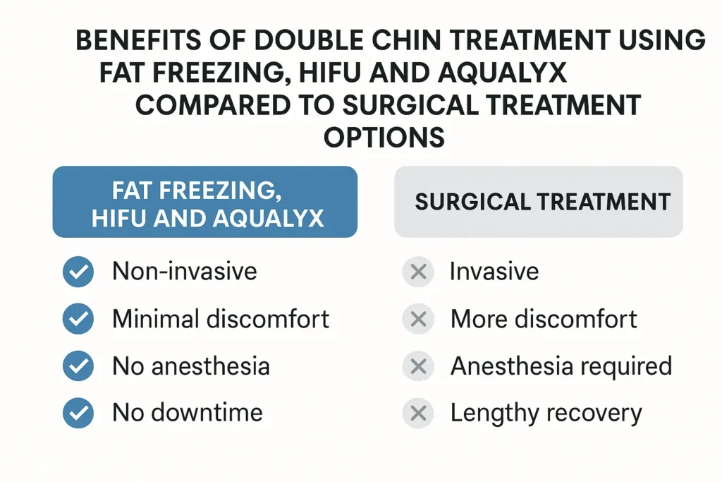 Graphic about the benefits of double chin treatment St Helens - from LA LIPO
