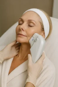 Woman receiving HIFU non surgical facelift treatment St Helens