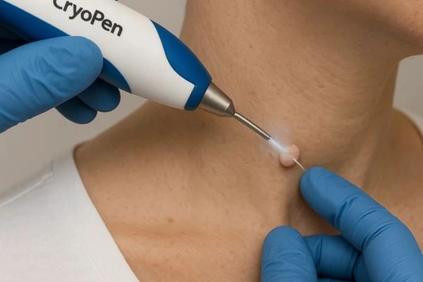Person receiving Cryotherapy skin tag removal St Helens