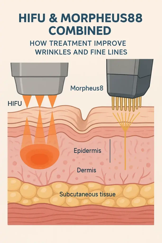 Diagram showing HIFU & Morpeus8 St Helens and the benefits for reduction in wrinkles and fine lines